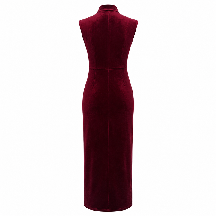 Nox | Burgundy Wine Velvet Ruched Wrap Maxi Dress