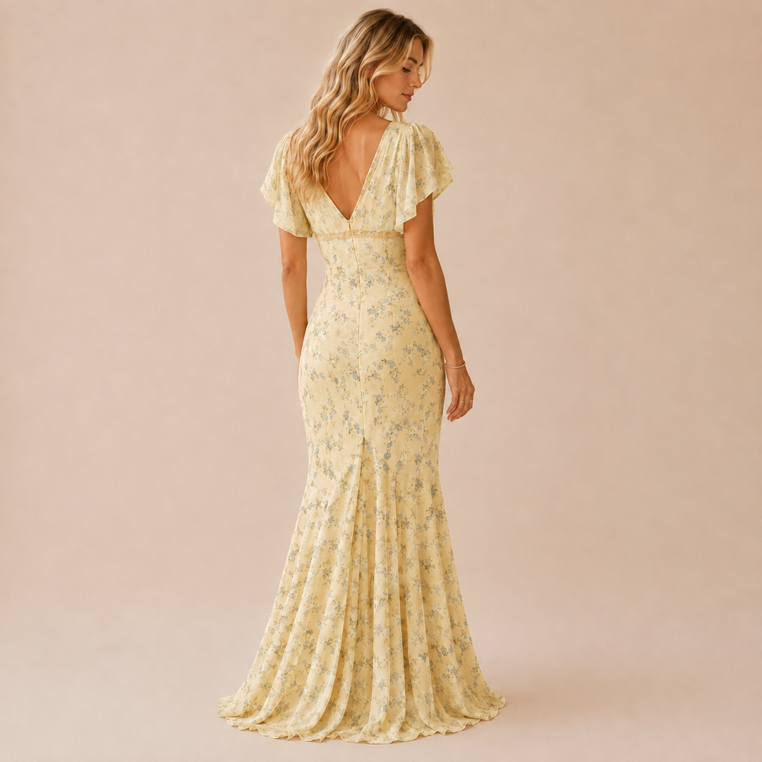 Flush | Floral V-Neck Tie Front Maxi Dress