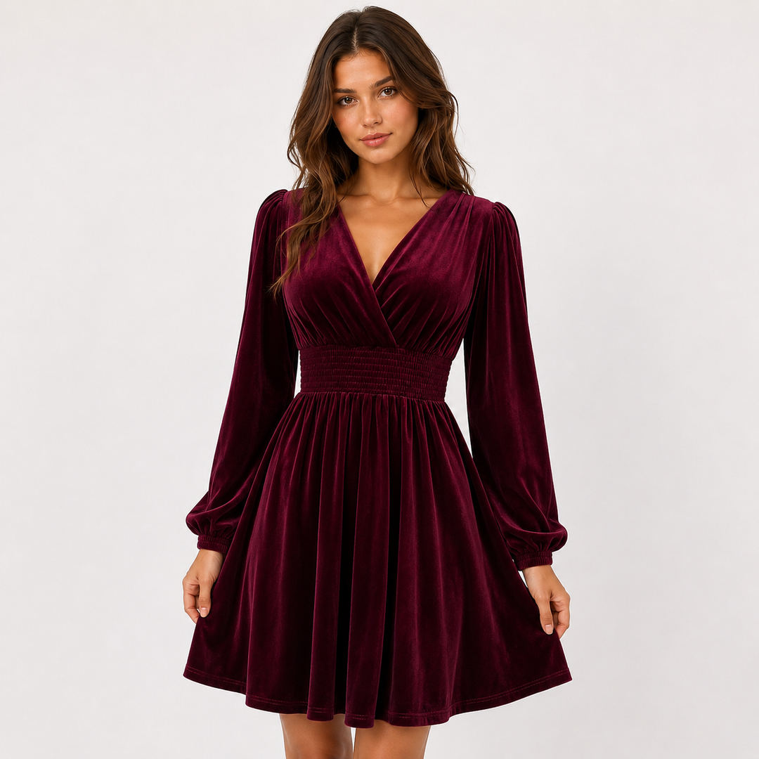 Lux | Burgundy Velvet Wrap Mini Dress