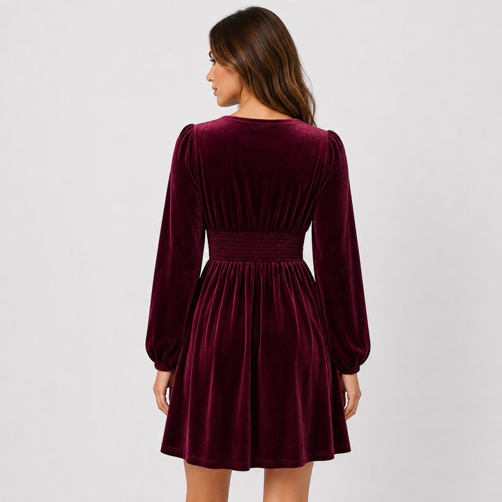 Lux | Burgundy Velvet Wrap Mini Dress