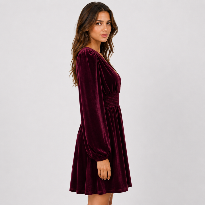 Lux | Burgundy Velvet Wrap Mini Dress