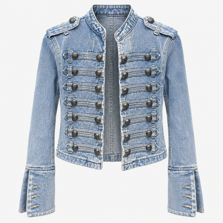 List | Cropped Military Longe Sleeve Denim Jacket