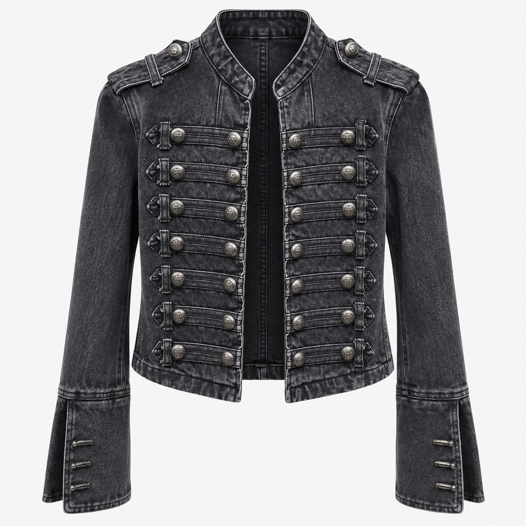 List | Cropped Military Longe Sleeve Denim Jacket