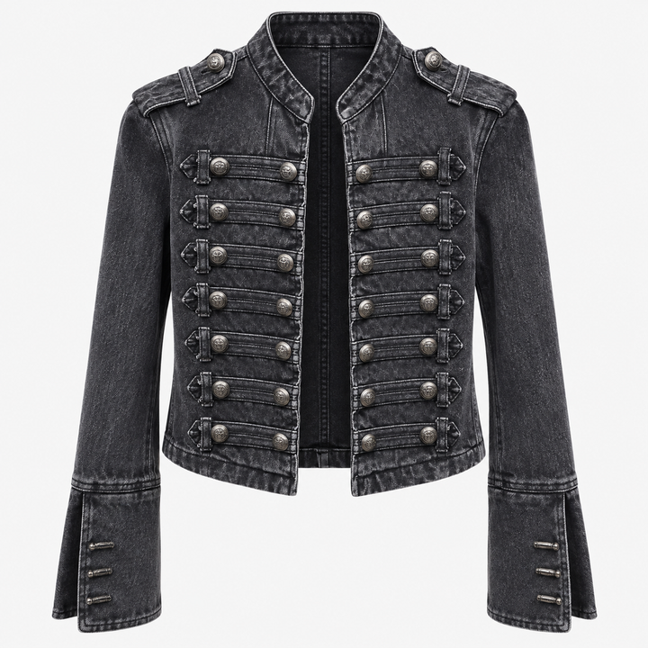 List | Cropped Military Longe Sleeve Denim Jacket