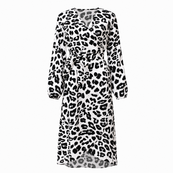 Spot | Black and White Leopard Print Wrap Maxi Dress