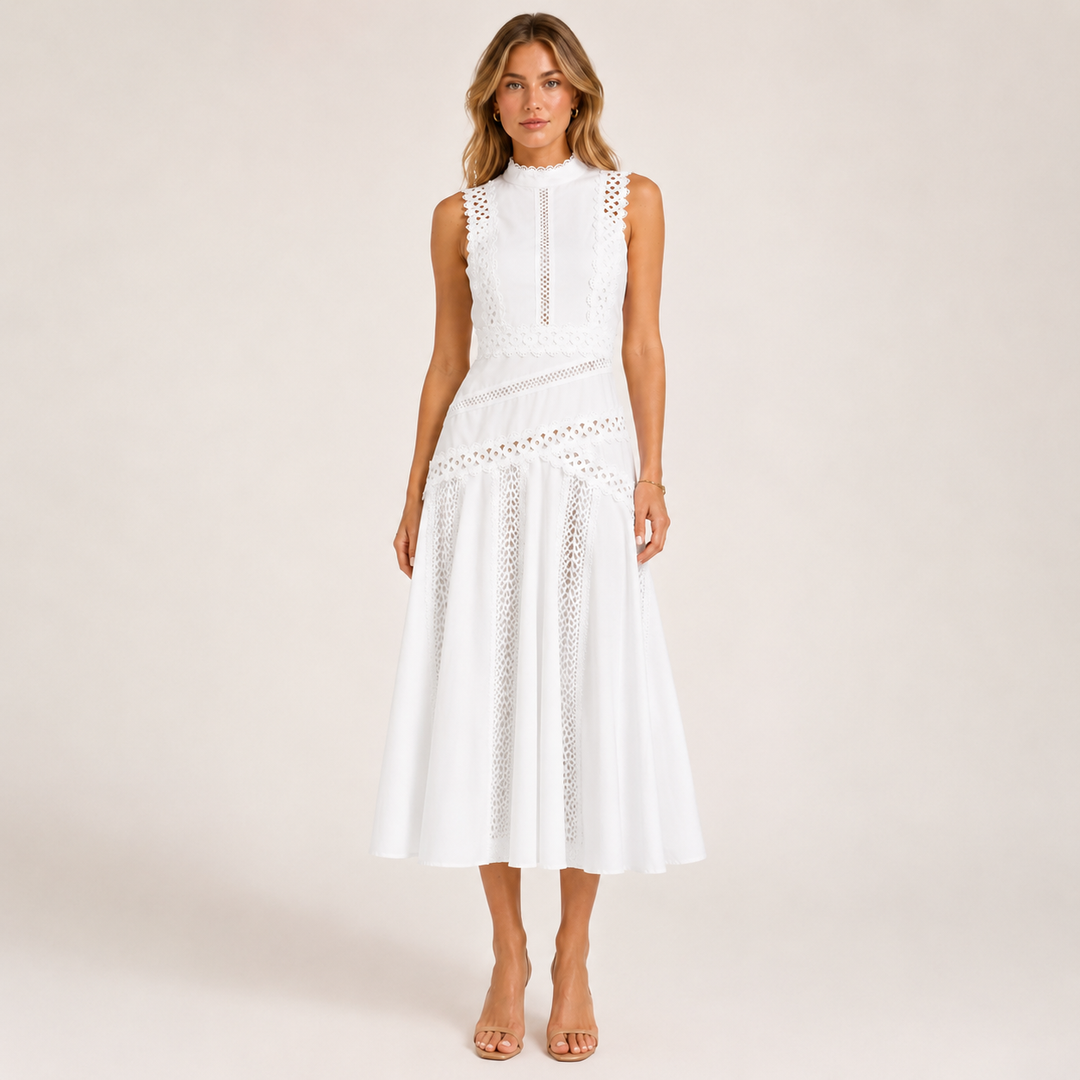Skip | Lace High-Neck A-Line Midi Dress