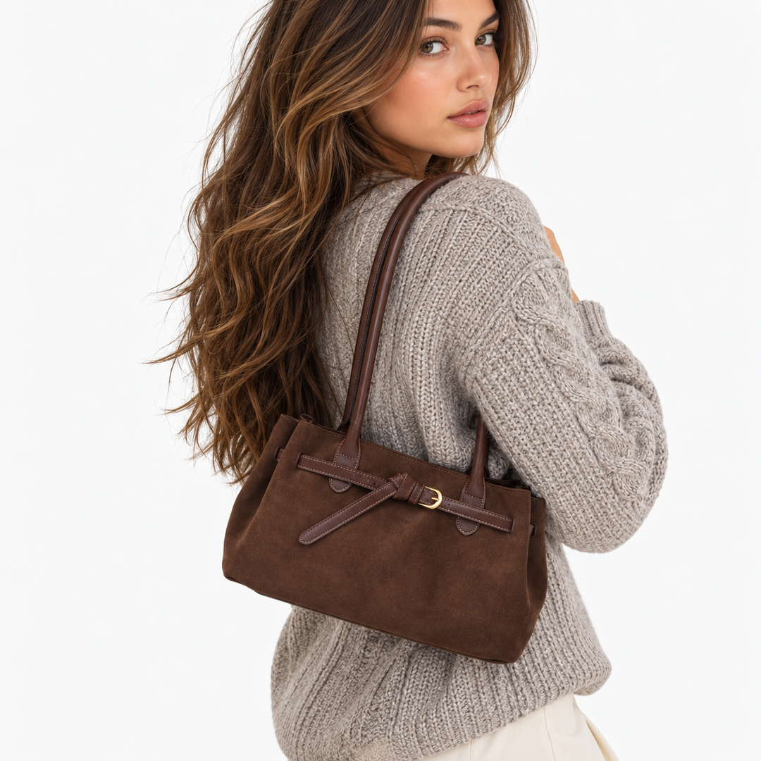 Nix | Faux Suede Belted Buckle Shoulder Bag