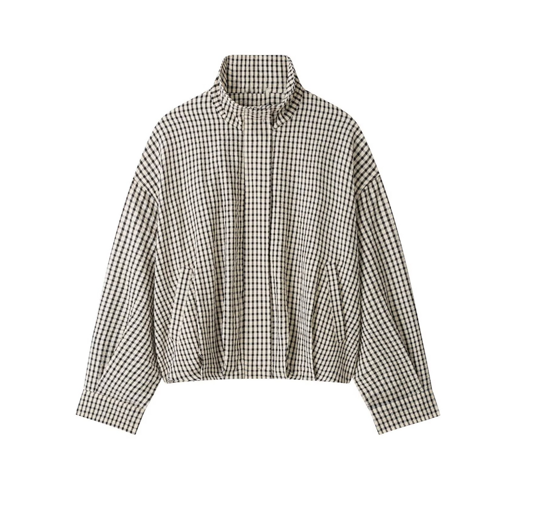 Chase | Plaid High Neck Bomber Jacket