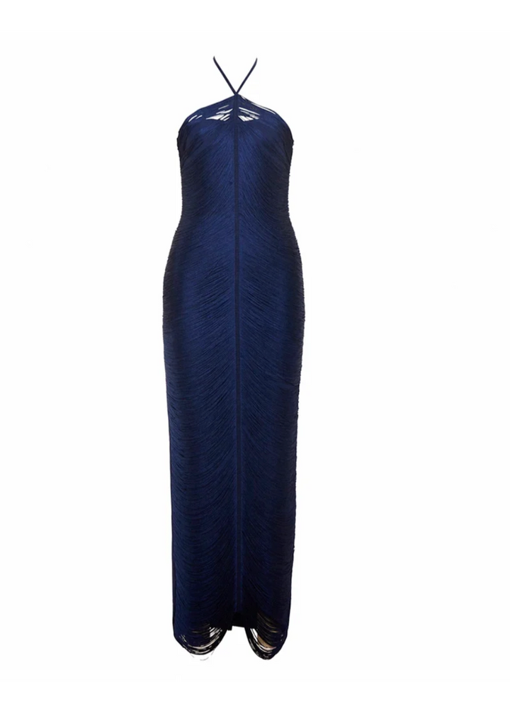 Live | Fringe Bandage Halter Bodycon Maxi Dress