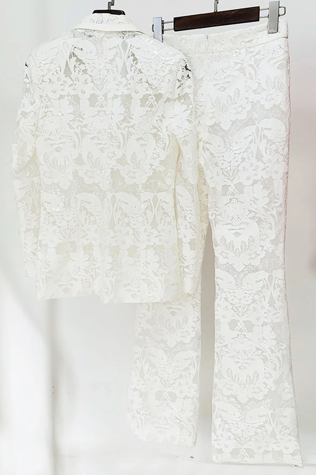 Jett | Sequin Lace Embroidered Blazer &amp; Pants Two Piece Set