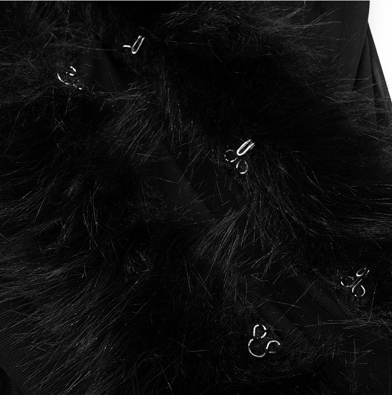 Fluff | Sheer Mesh Faux Fur Trim Crop Cardigan