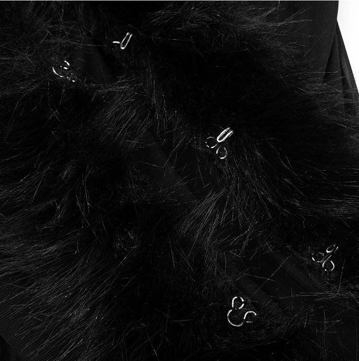 Fluff | Sheer Mesh Faux Fur Trim Crop Cardigan