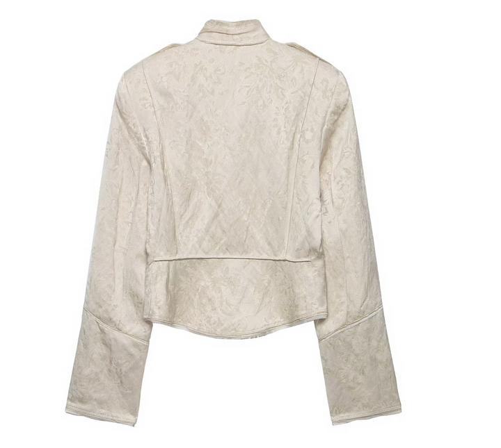 Stand | Cream Jacquard Cropped Military Jacket