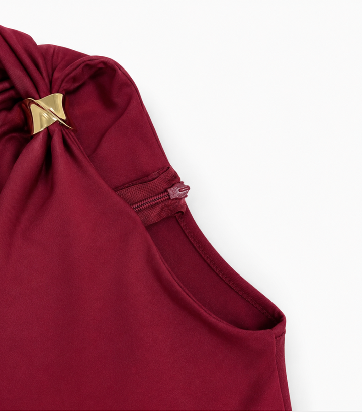 Fall | Burgundy Long Sleeve Ruched Maxi Dress