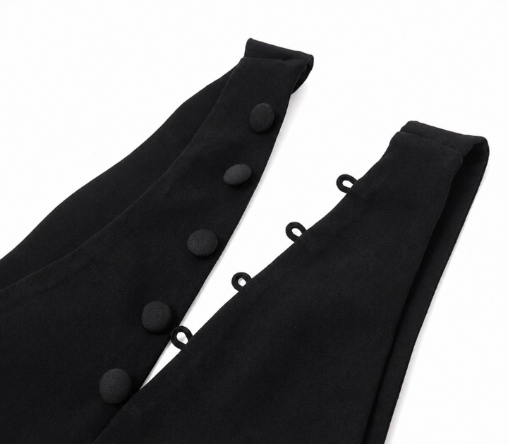 Cross | Black Asymmetric One Shoulder Button Vest
