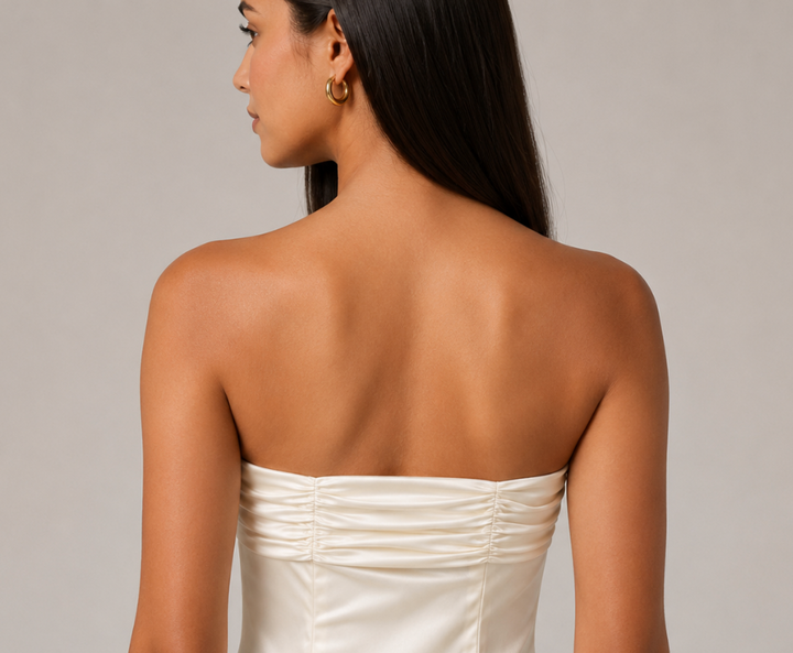 Trust | Strapless Bow Front High Slit Maxi Dress