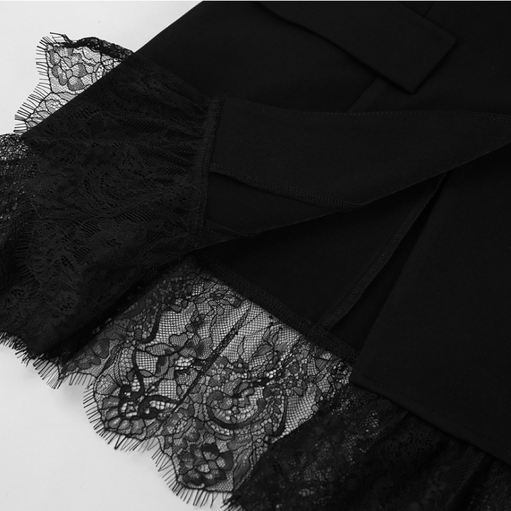 Fierce | Black Lace Hem Blazer