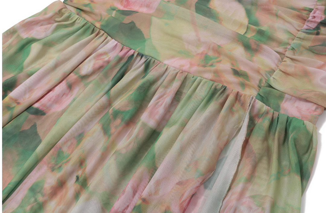 Awe | Floral Corset High Slit Maxi Dress