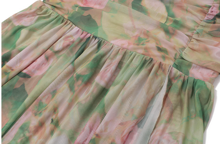 Awe | Floral Corset High Slit Maxi Dress