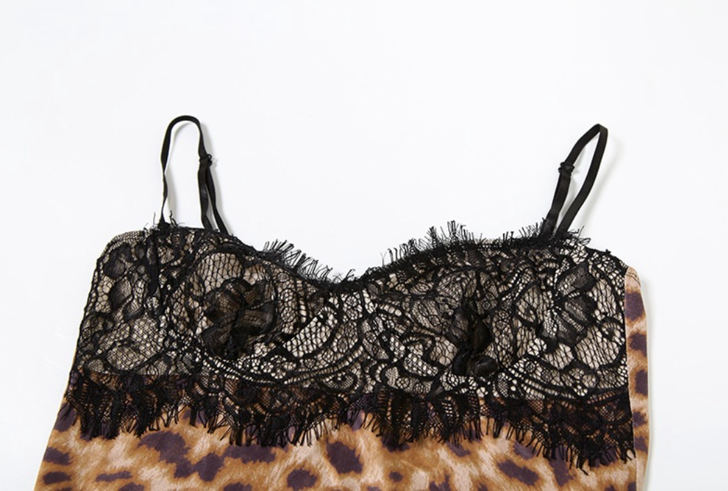 Pounce | Leopard Lace Trim Mini Dress