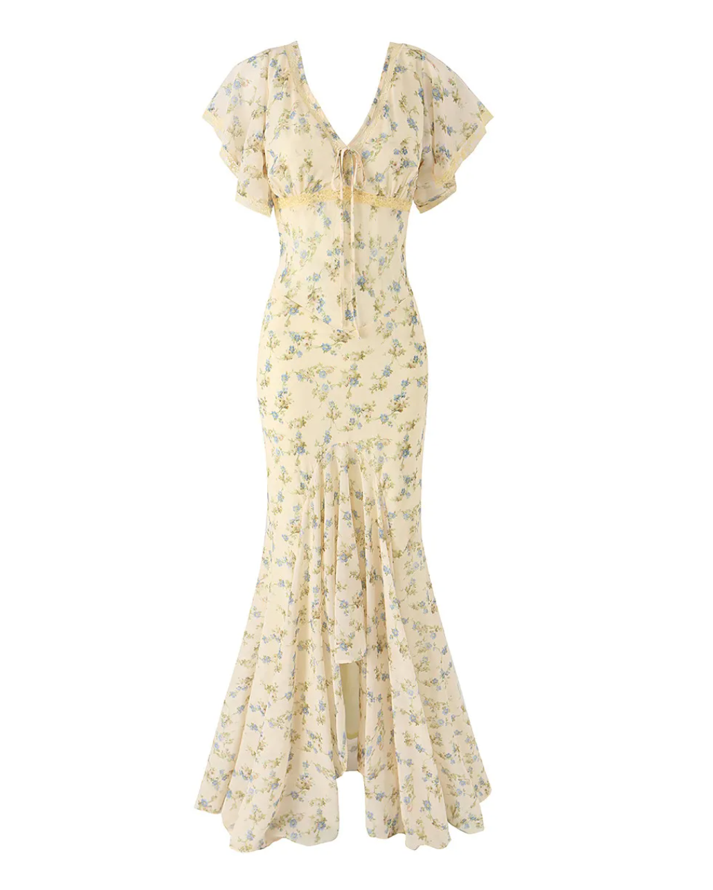 Flush | Floral V-Neck Tie Front Maxi Dress