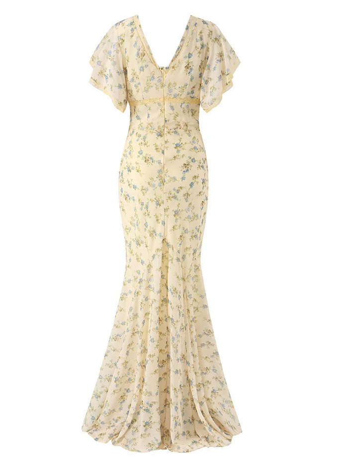Flush | Floral V-Neck Tie Front Maxi Dress