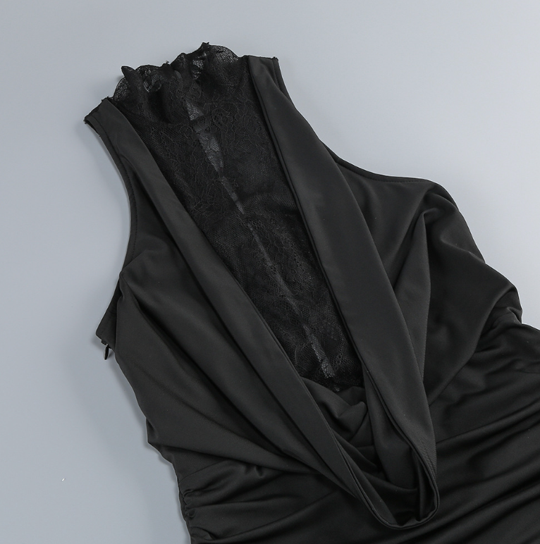 Nocturne | Lace Halter Maxi Dress with Gloves