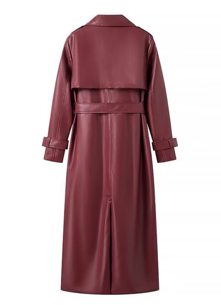 Flash | Faux Leather Belted Trench Coat