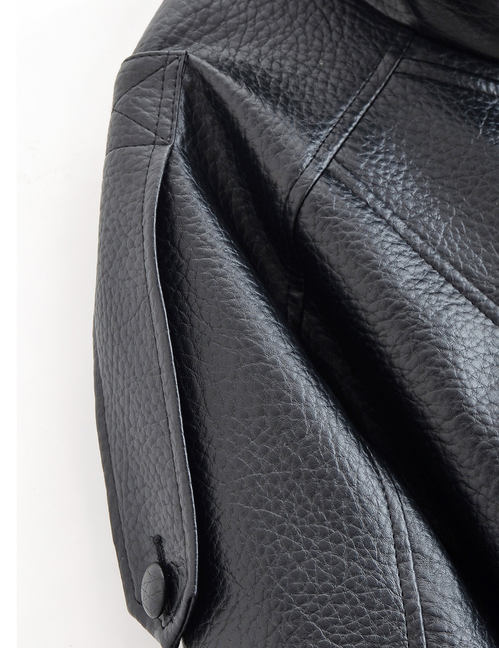Step | Relaxed Zip Leather Bomber Jacket