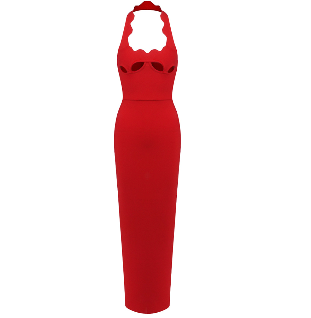Fuse | Scalloped Halter Cutout Maxi Dress