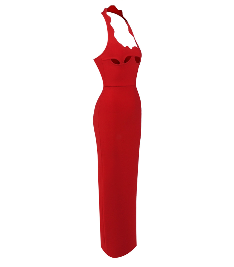 Fuse | Scalloped Halter Cutout Maxi Dress