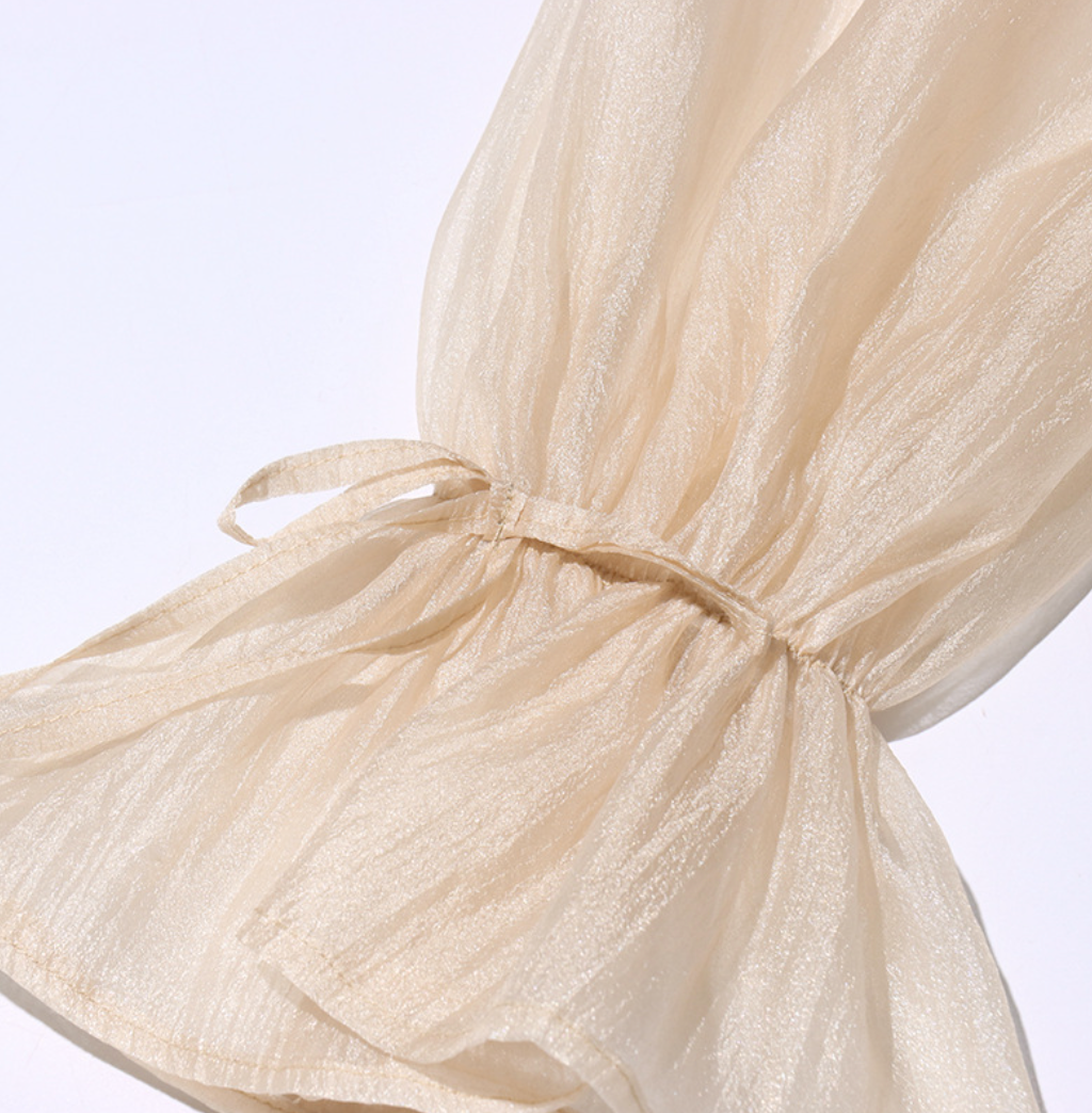Linger | Champagne Off Shoulder Ruffle Blouse