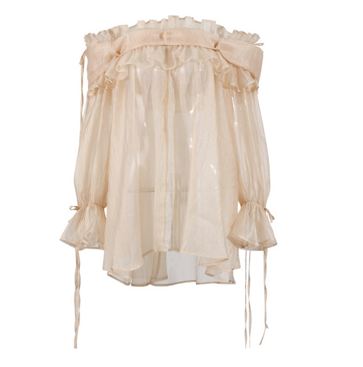 Linger | Champagne Off Shoulder Ruffle Blouse