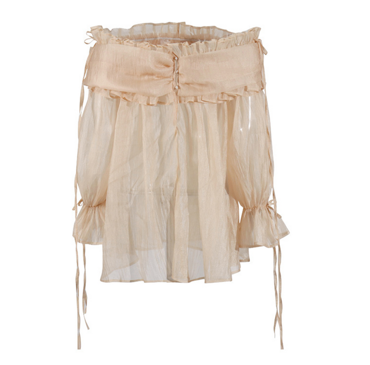 Linger | Champagne Off Shoulder Ruffle Blouse