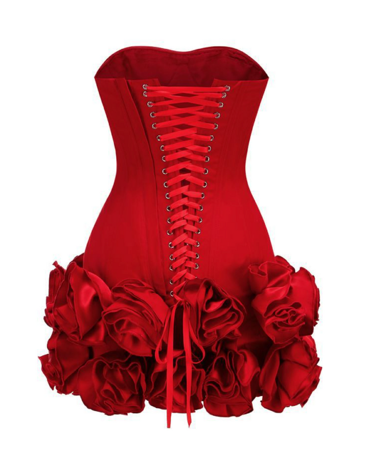 Puff | Strapless Corset Floral Ruffle Mini Dress