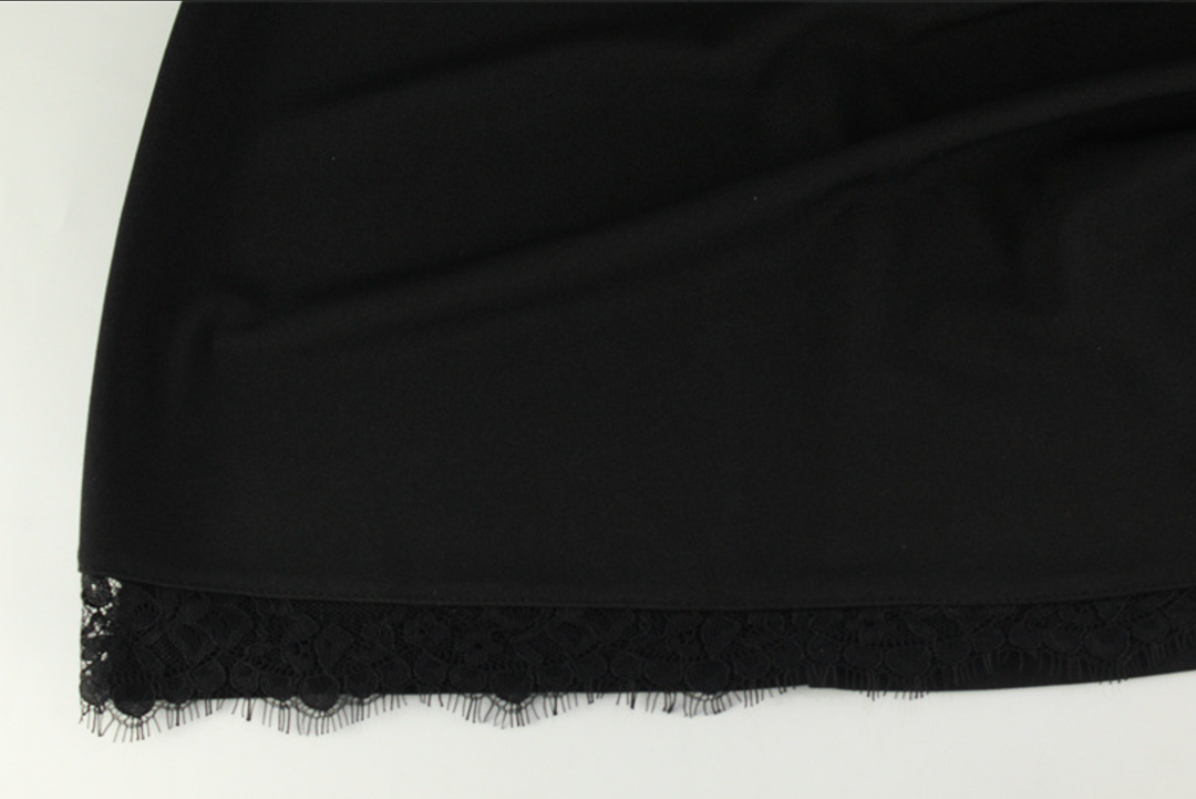 Catch | Black Lace Trim Mock Neck Cutout Bodycon Mini Dress