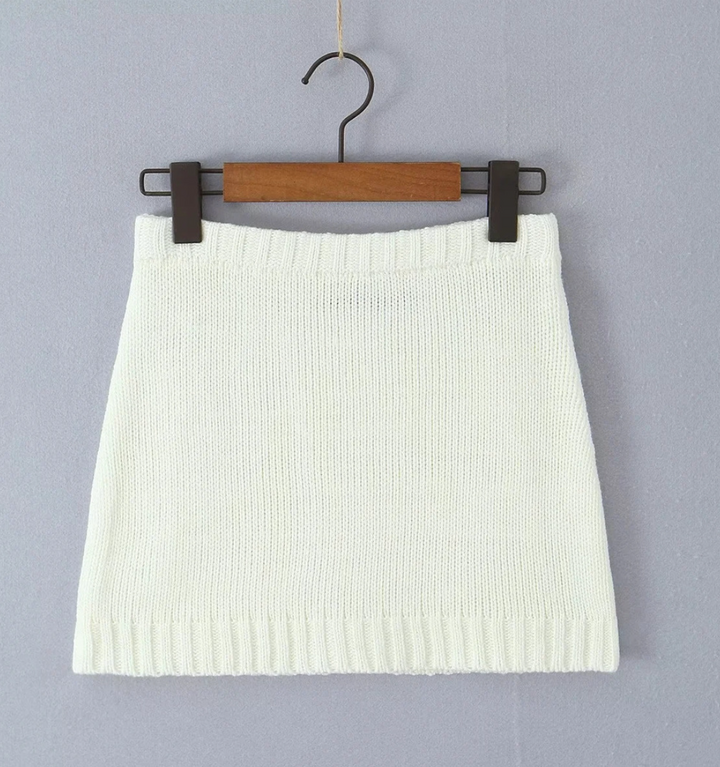 Coz | Cream Knit Cardigan and Mini Skirt Sweater Set