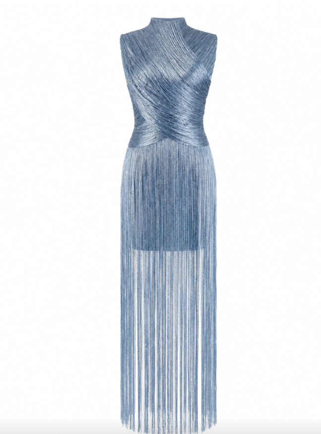 Ice | Fringe Mock Neck Bandage Maxi Dress