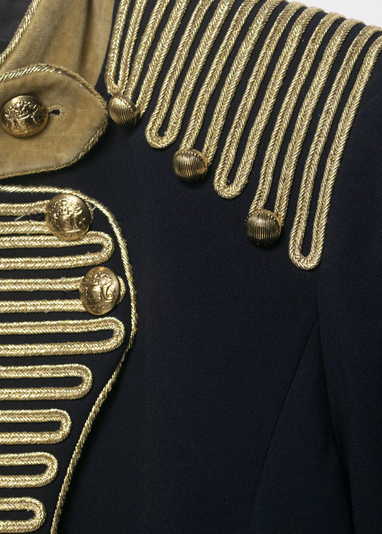 Tell | Navy Gold Trim Cropped Military Jacket