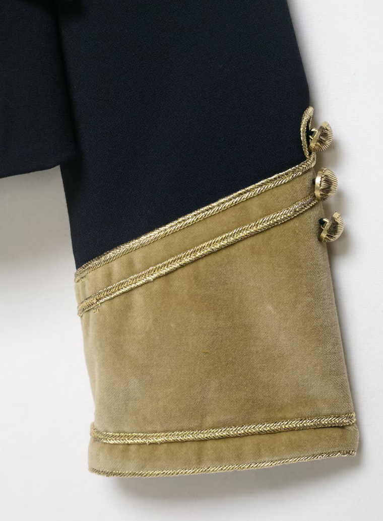 Tell | Navy Gold Trim Cropped Military Jacket