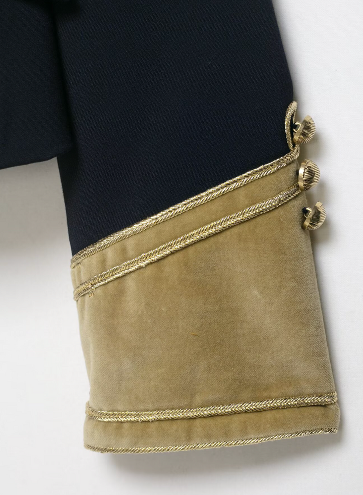 Tell | Navy Gold Trim Cropped Military Jacket
