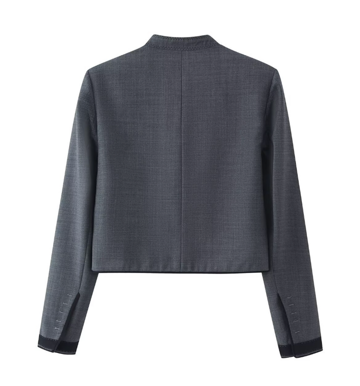 Luck | Gray Frog Closure Cropped Jacket