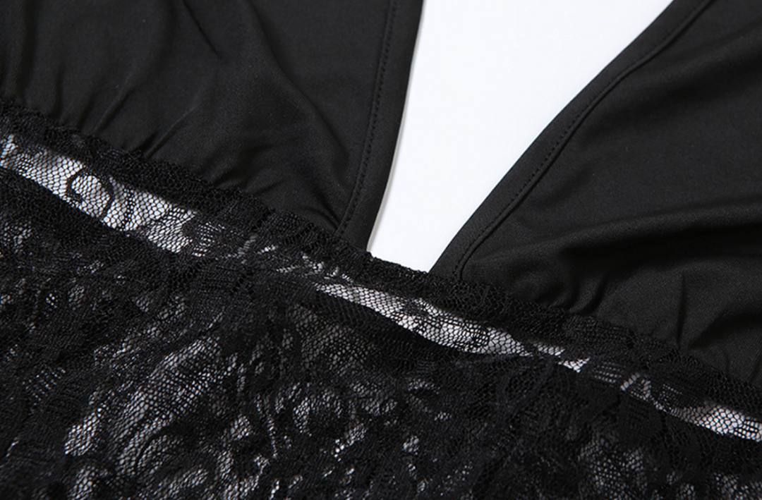 Torn | Black Halter Lace Maxi Skirt Set