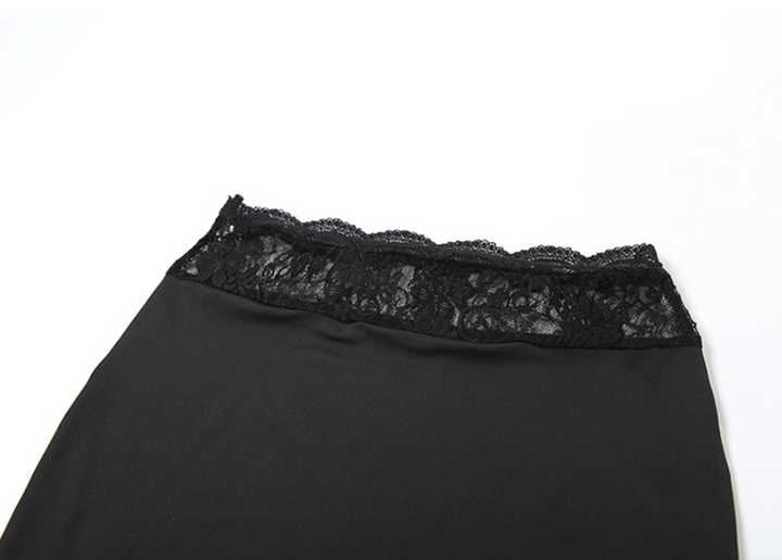 Torn | Black Halter Lace Maxi Skirt Set