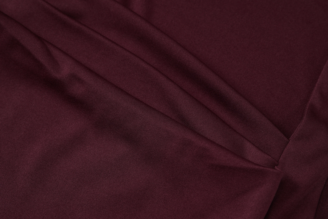 Frame | Burgundy Square Neck Pleated Bust Maxi Dress