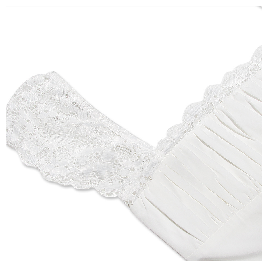 Wink | White Square Neck Lace Trim Fit and Flare Mini Dress