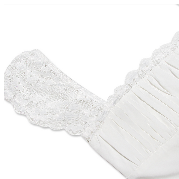 Wink | White Square Neck Lace Trim Fit and Flare Mini Dress