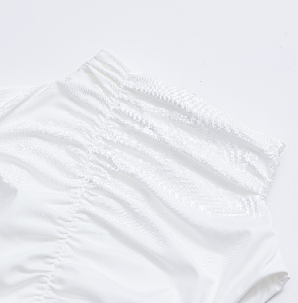 Loft | White Ruched Mock Neck Midi Dress