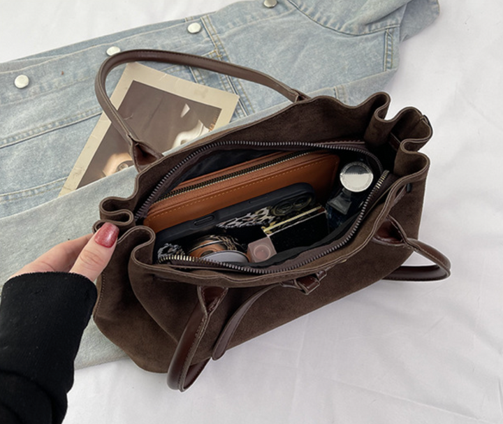 Nix | Faux Suede Belted Buckle Shoulder Bag