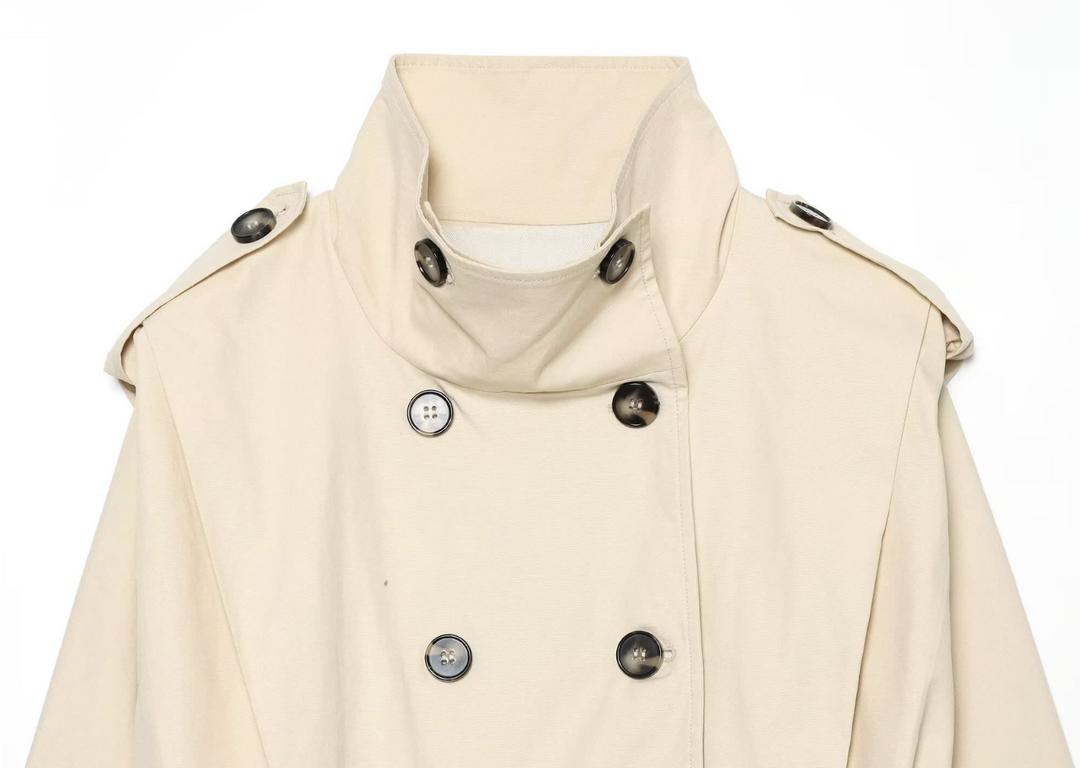 Scout | Cream Cropped Double Breasted Trench Jacket